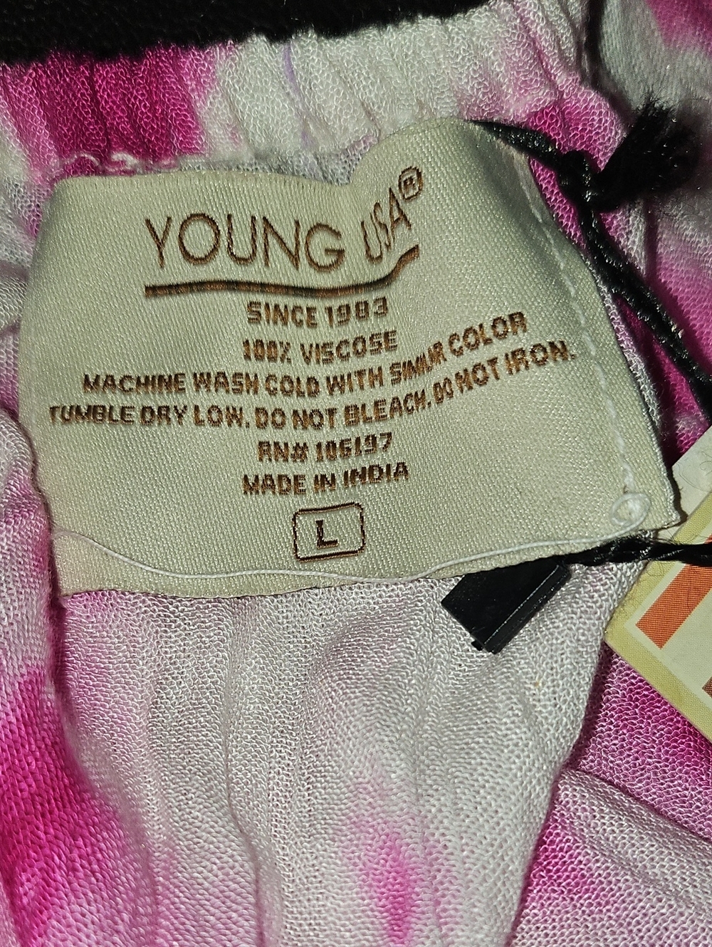 Young USA Pink Tie-Dye Maxi Dress with Tie Straps Large - Picture 7 of 7
